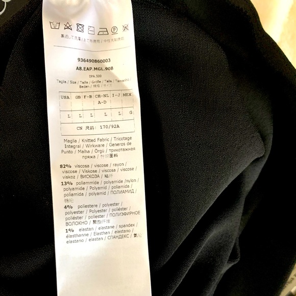 Max Mara black knit mock-neck top long sleeves sexy large cut-out at back Size L - Picture 9 of 12